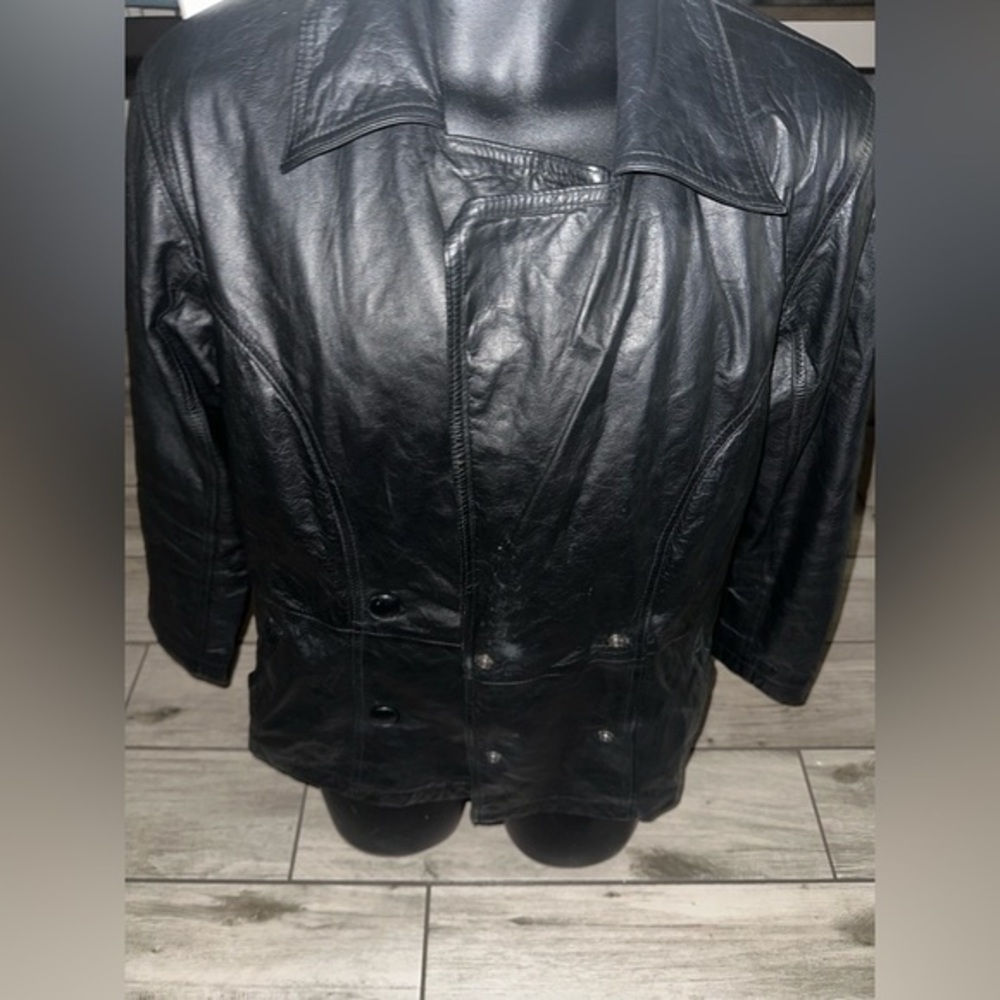Men’s Pre Own As Is SizeS Small Button Wilson’s Express Black Leather Jacket - Picture 1 of 6
